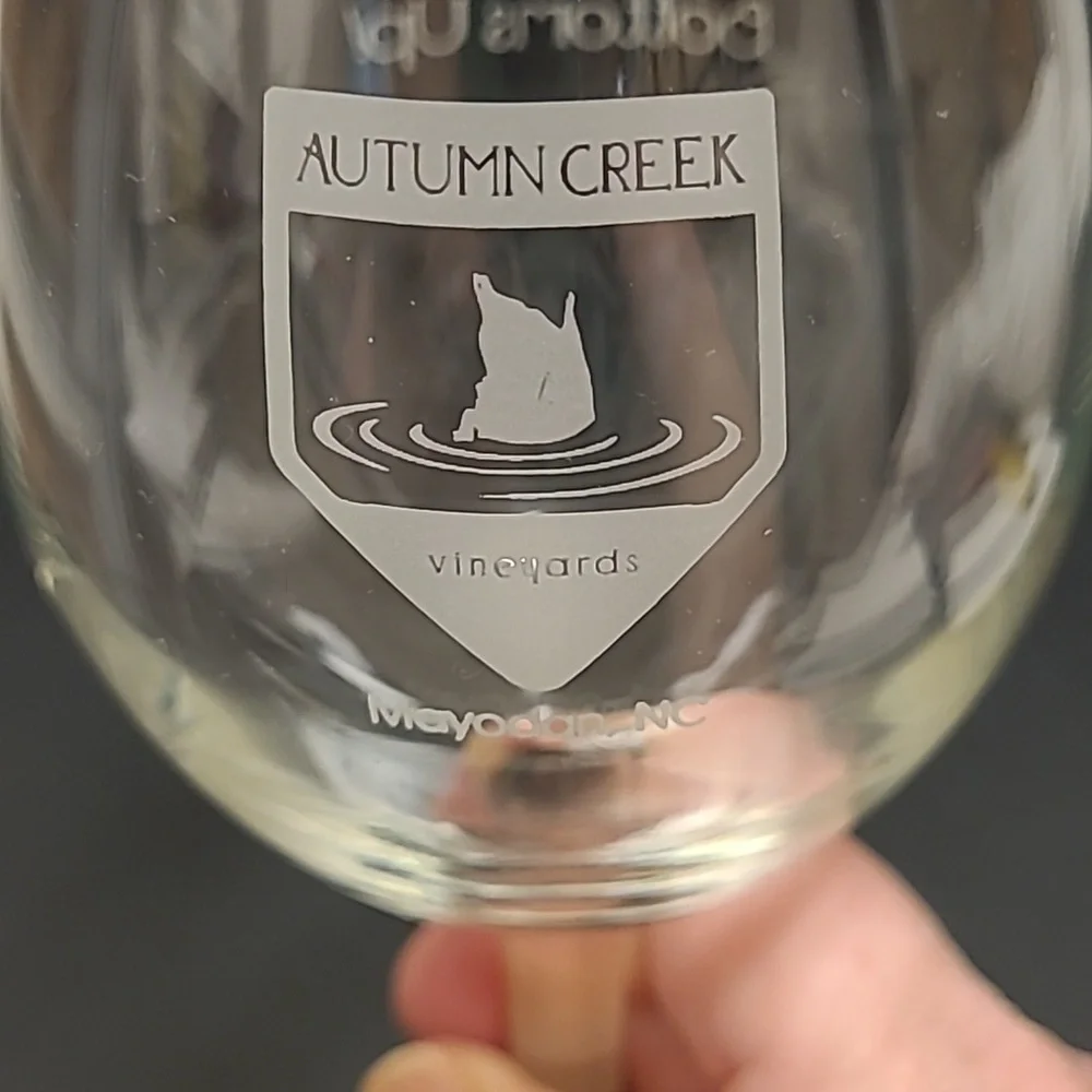 Autumn Creek Vineyards, Bottoms Up Wine Glass